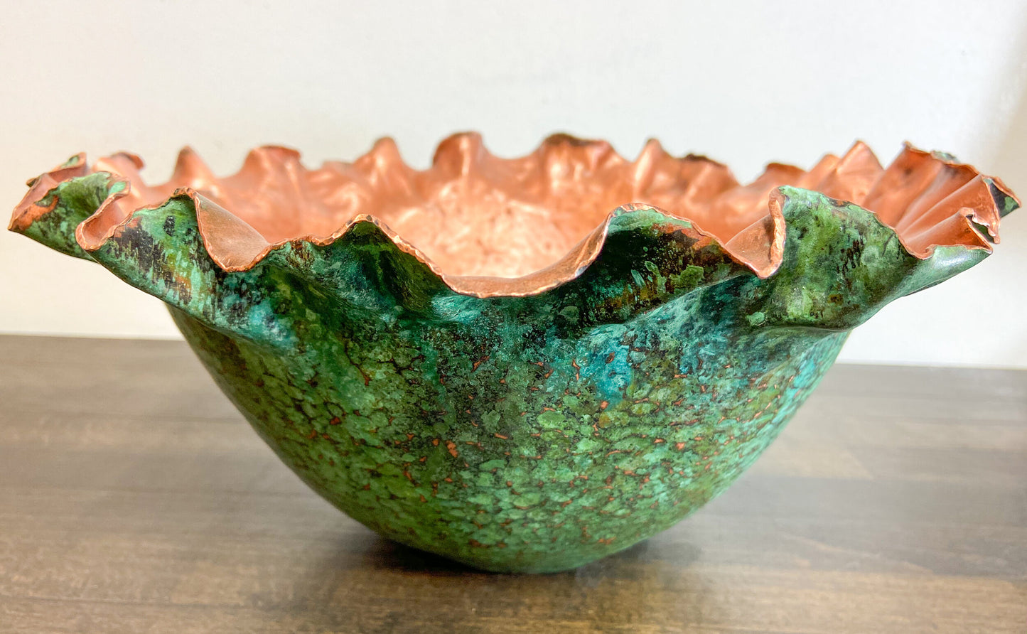 Large Green Floral Serving Bowl