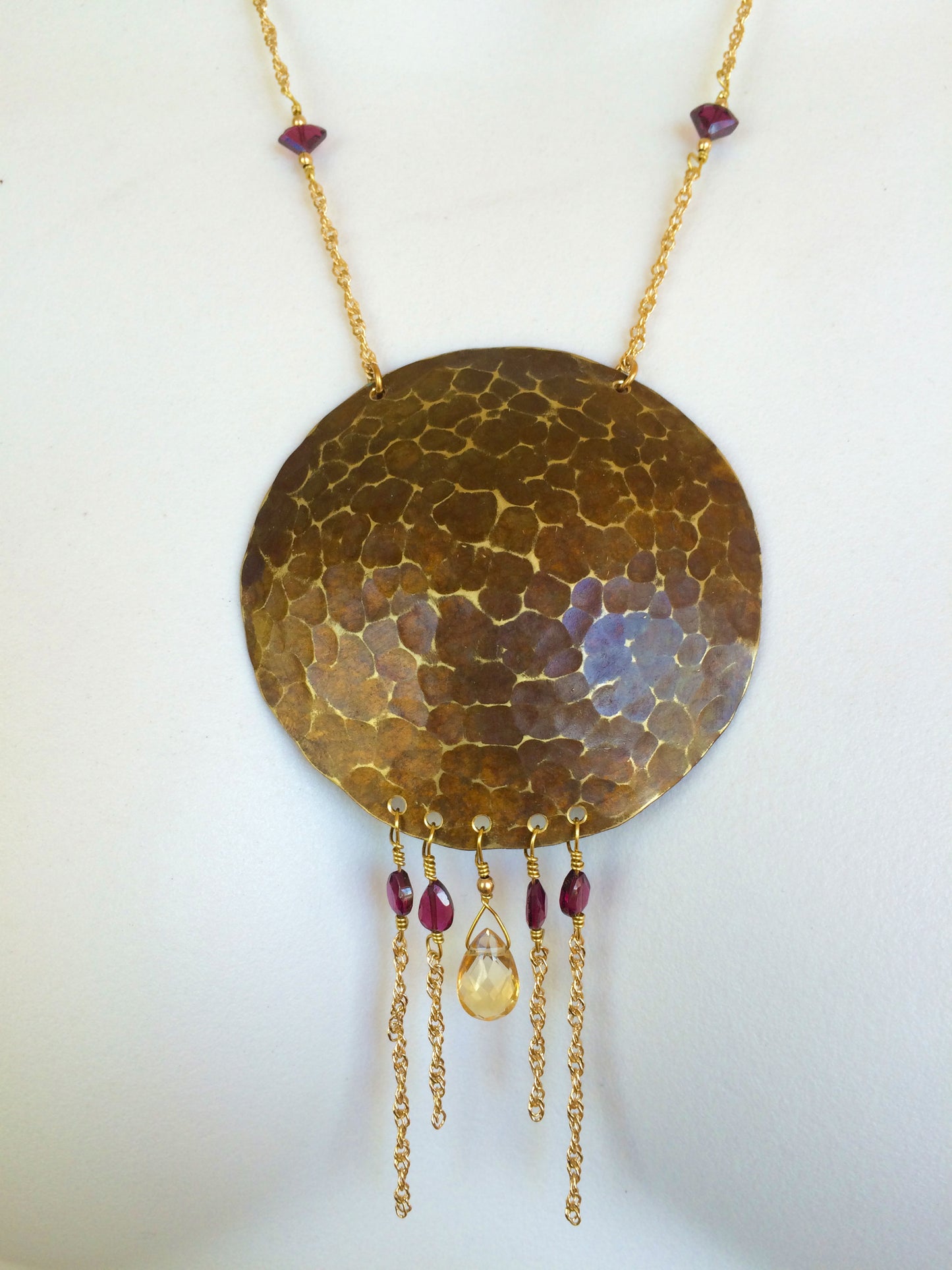 Hammered Copper Disc Necklace
