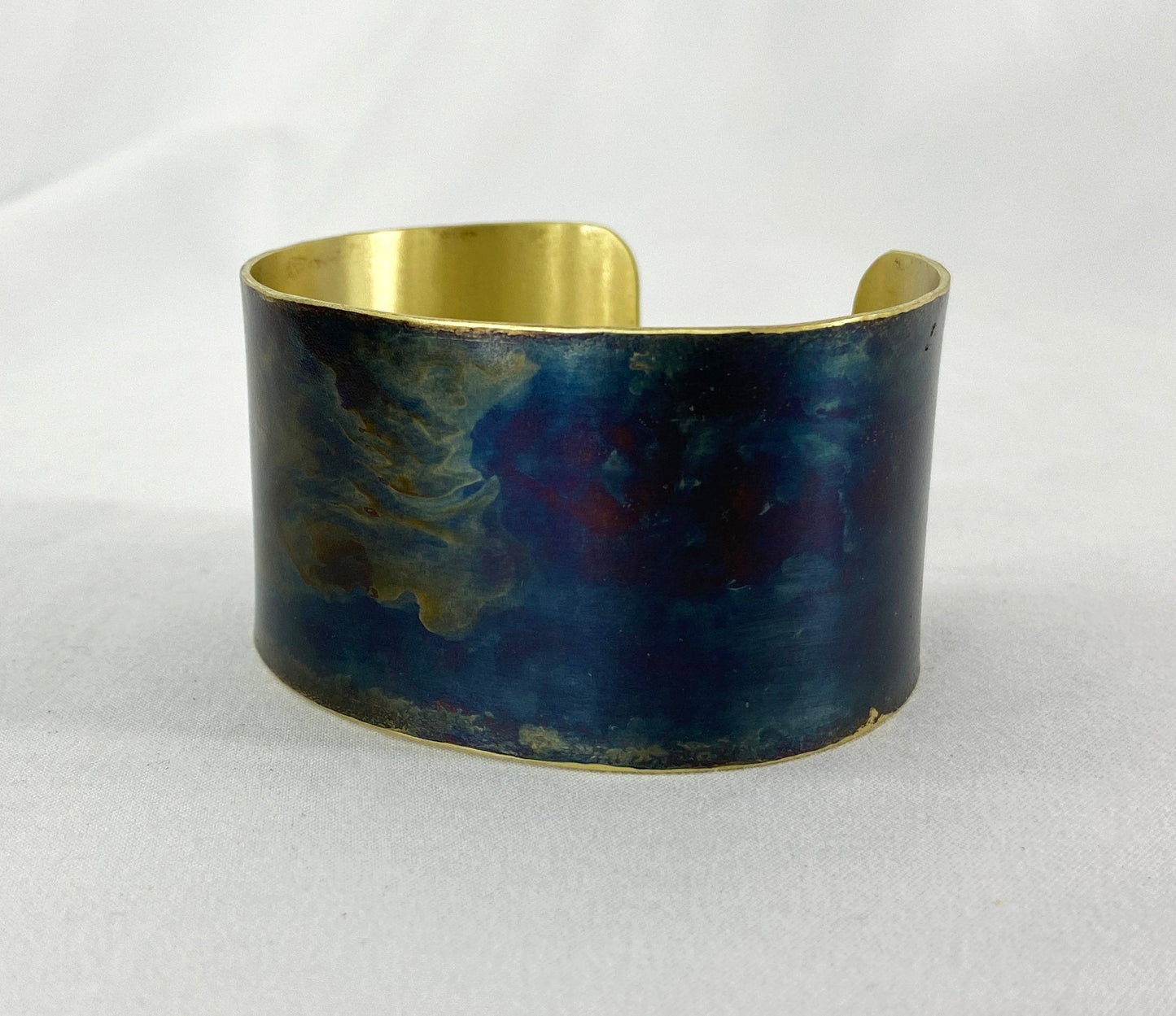 Custom Brass Cuff with Torch Blue Patina