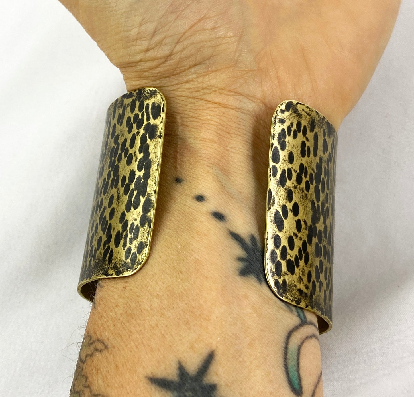Hammered Ball Peen Antiqued Brass Cuff Bracelet