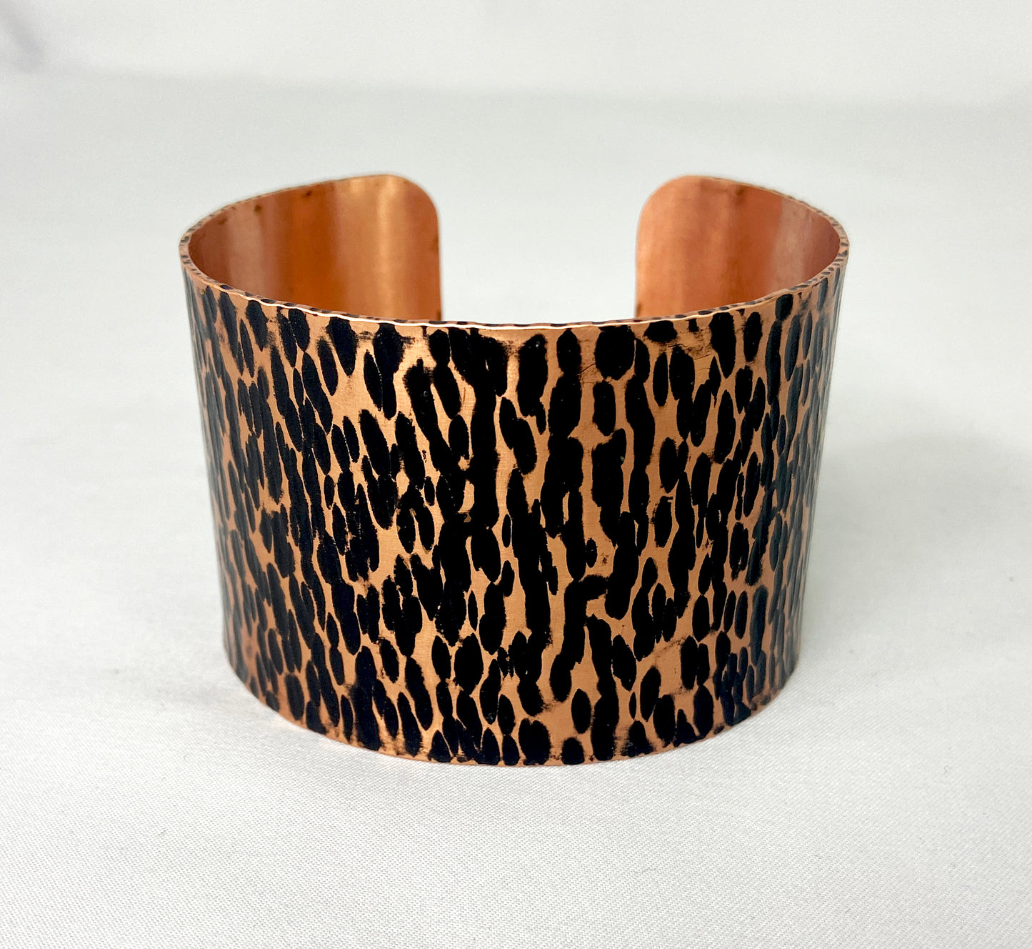Hammered Copper Cuff with Antique Patina and Cross Peen pattern