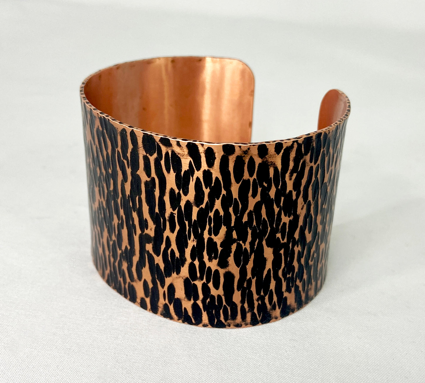 Hammered Copper Cuff with Antique Patina and Cross Peen pattern