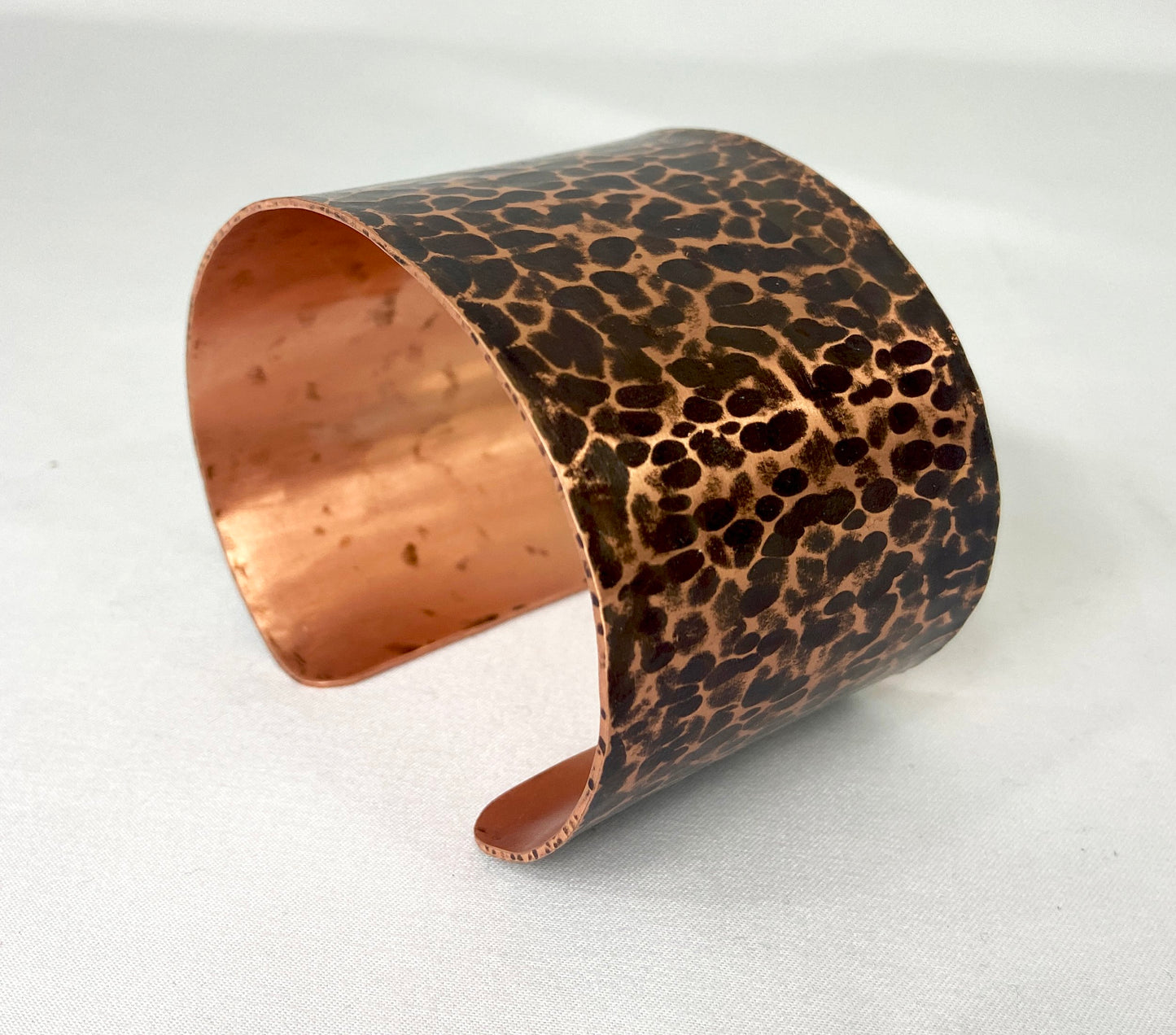 Large Hammered Copper Cuff Bracelet with Torch Patina