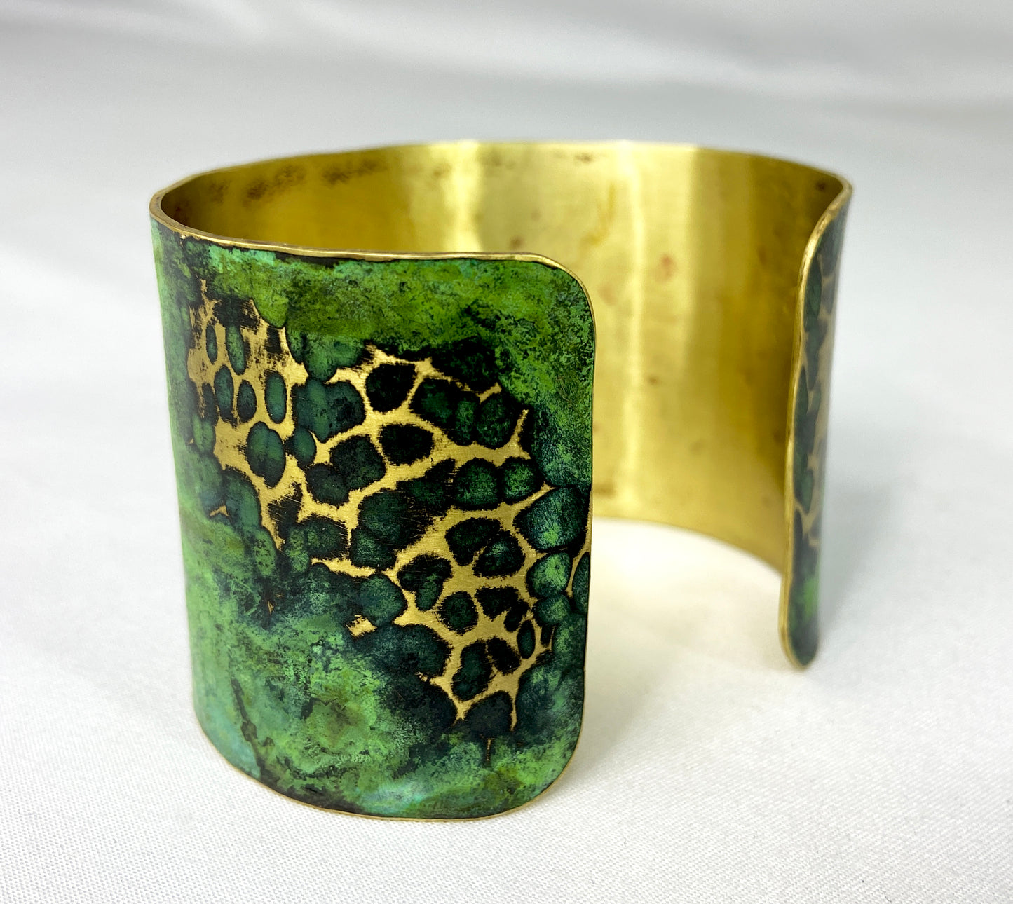 Custom Hammered Brass Green or Tiffany Cuff