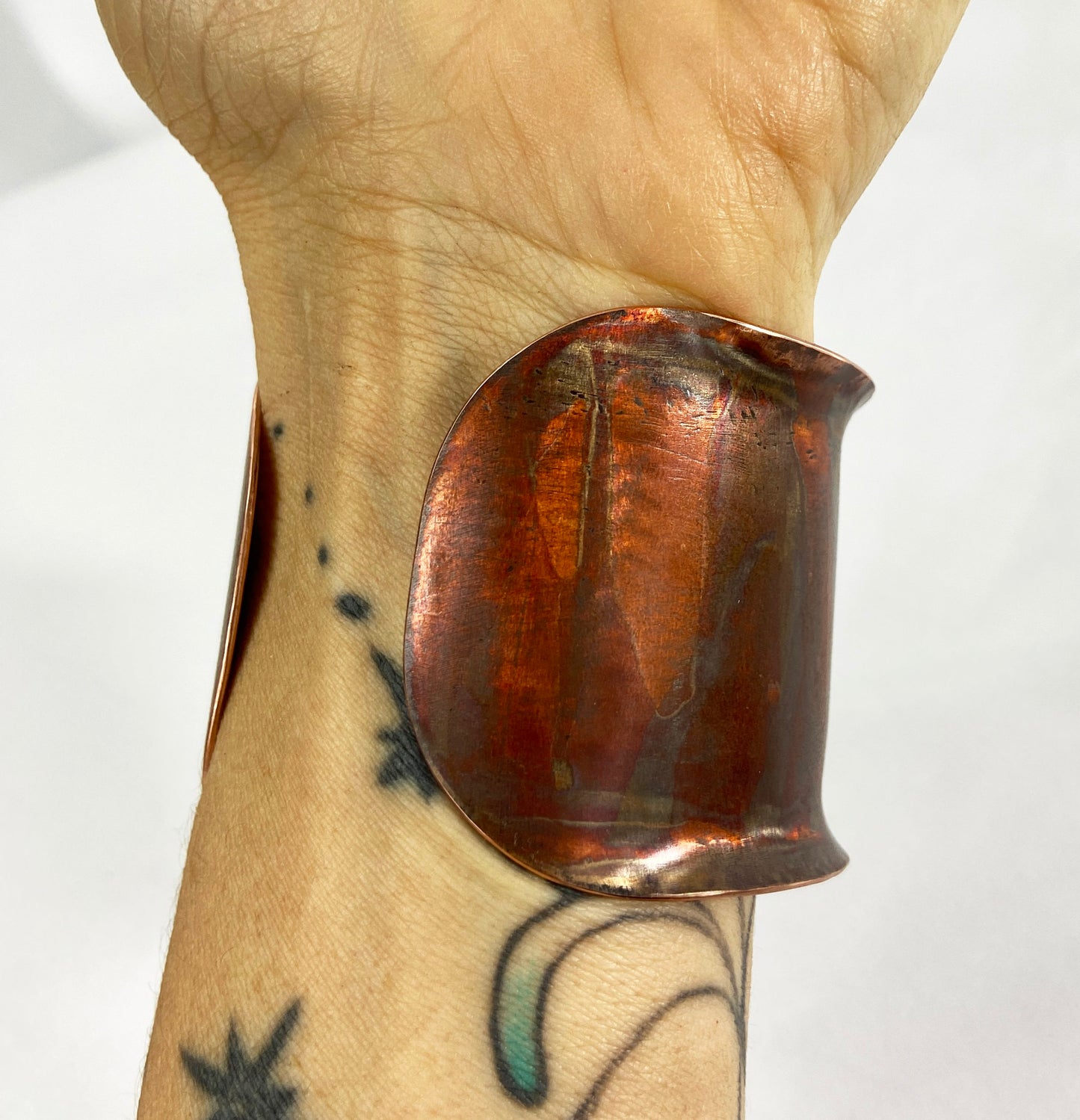 Copper Cuff Bracelet with Torch Patina