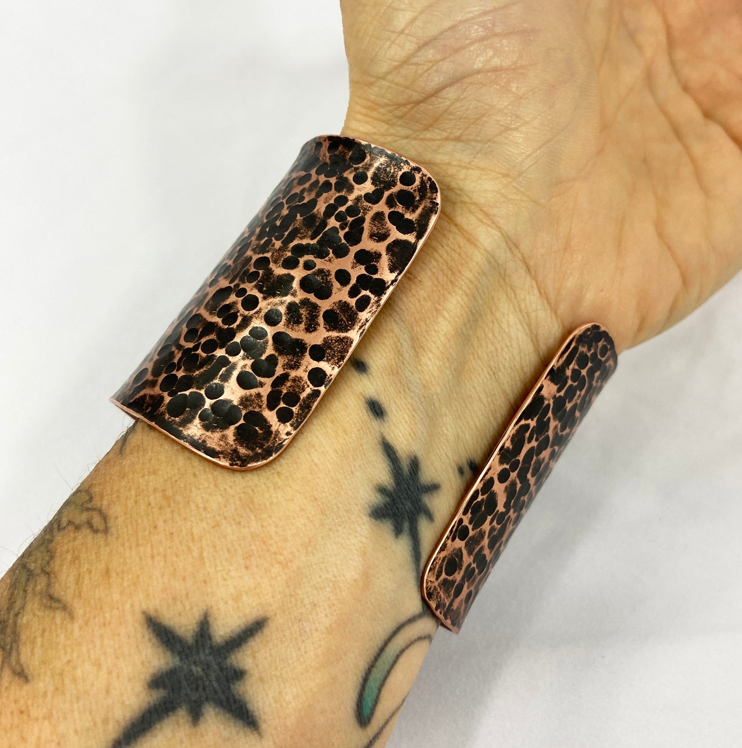 Hammered Copper Cuff Bracelet with Antique Patina/Ball Peen pattern