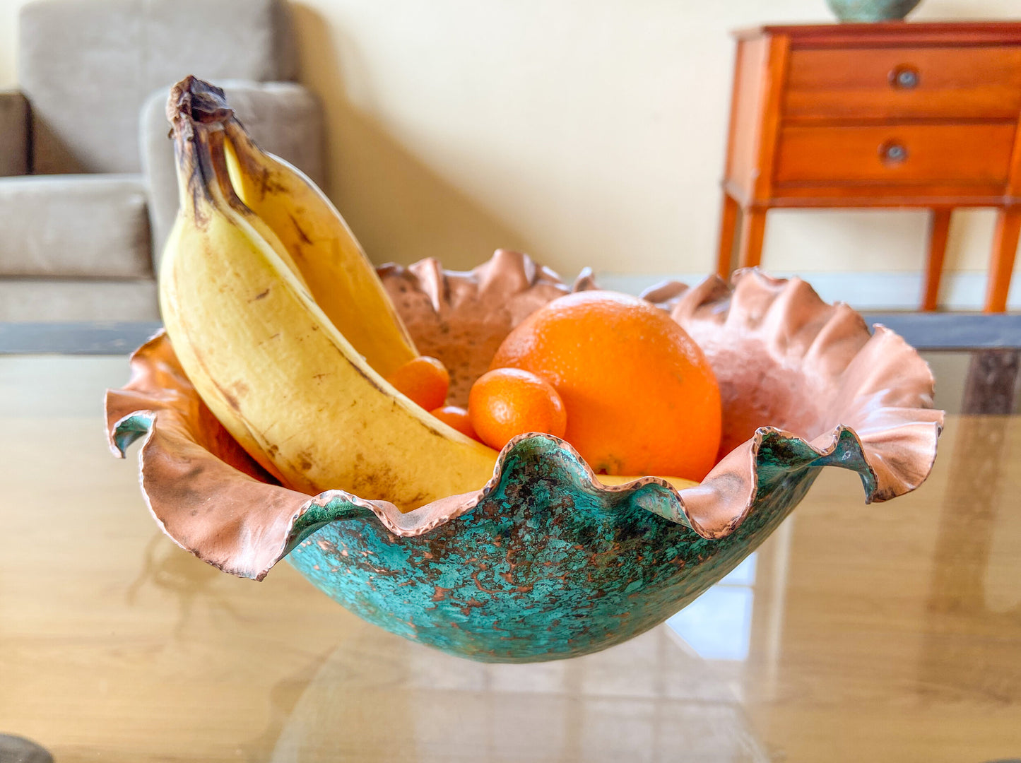 Medium Light Green Floral Serving Bowl