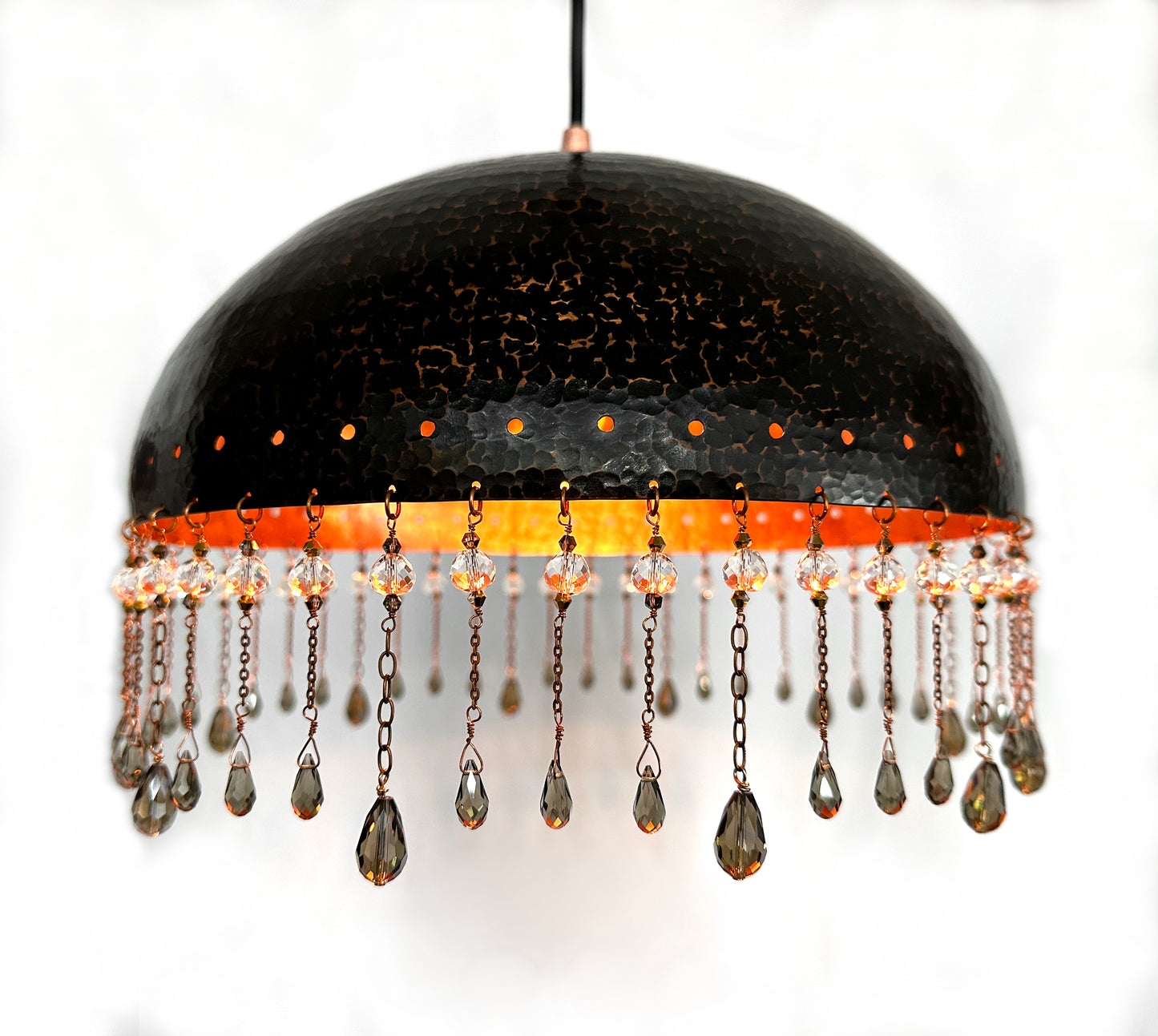 Antique Crackle/Shadow-Casting Crystal Pendant Lamp