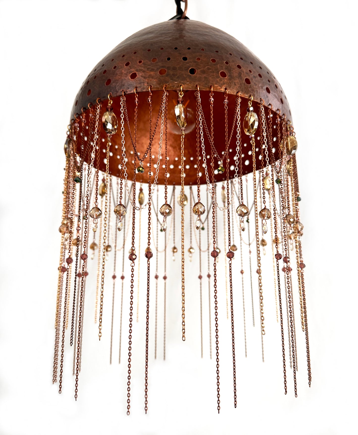 Red-Brown Shadow-Casting Crystal Pendant Lamp