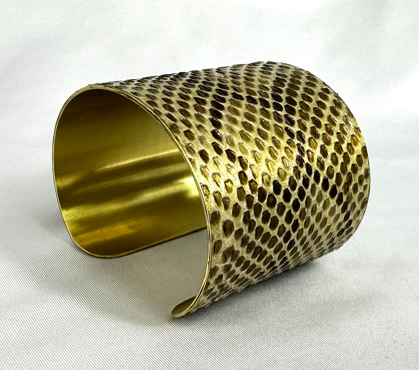 Reticulated Python Brass Cuff Bracelet (Bare Metal)