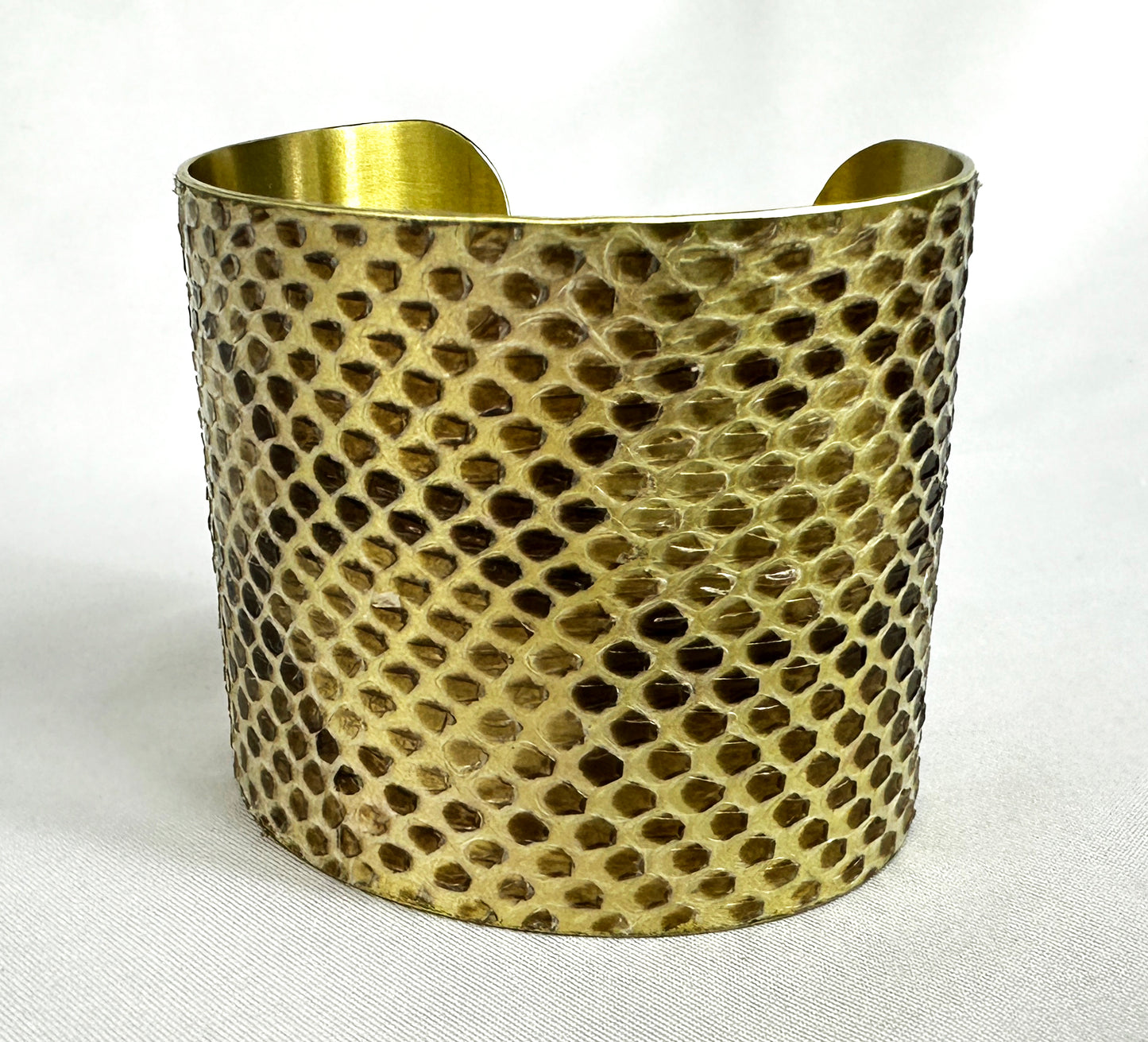 Reticulated Python Brass Cuff Bracelet (Bare Metal)