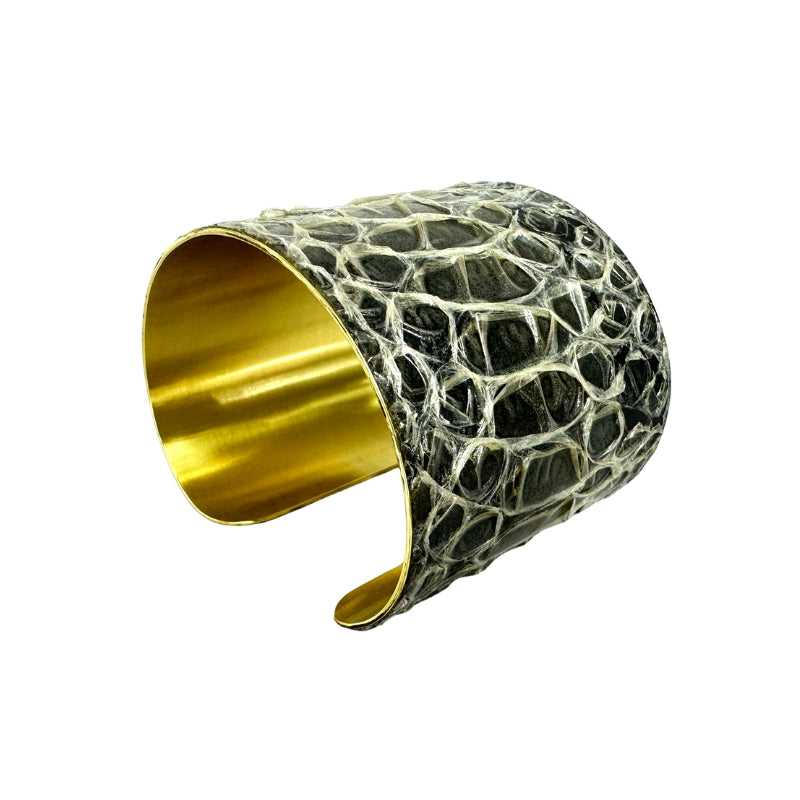 Reticulated Python Brass Cuff Bracelet (Antiqued Metal)