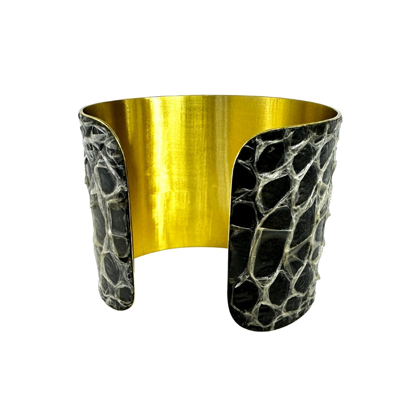 Reticulated Python Brass Cuff Bracelet (Antiqued Metal)