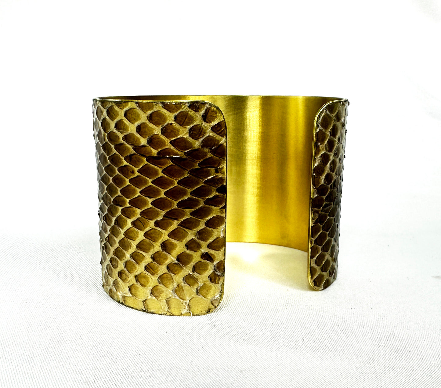 2" Brass Snake Shed Cuff Bracelet (Mexican Black Kingsnake)