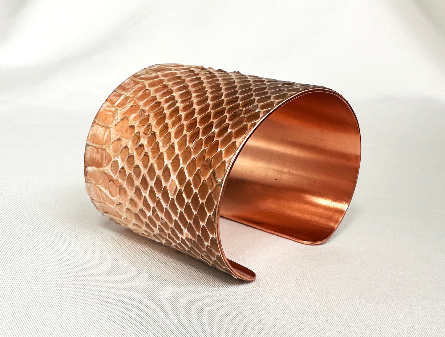 2" Copper Snake Shed Cuff Bracelet (Mexican Black Kingsnake)
