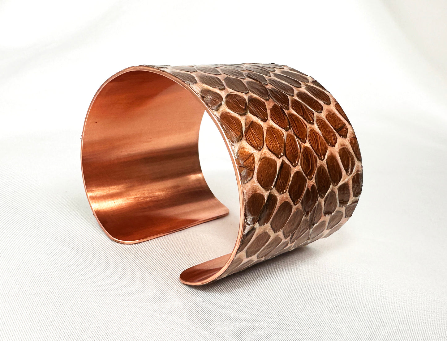 2" Copper Snake Shed Cuff Bracelet (Eastern Indigo)