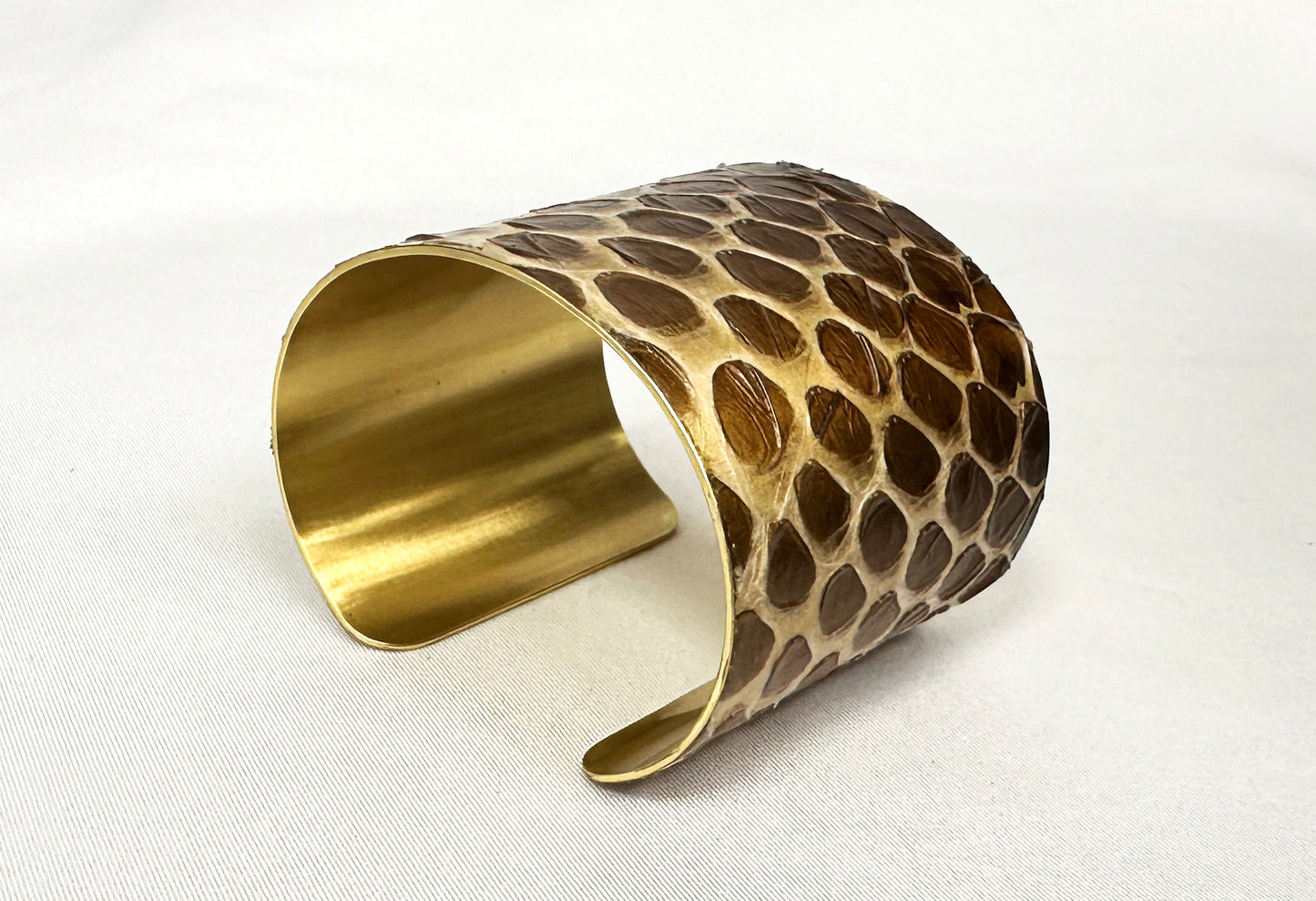 2" Brass Snake Shed Cuff Bracelet (Eastern Indigo)