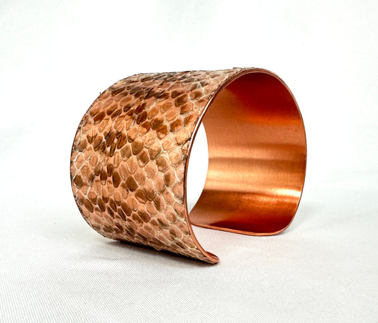 1.5" Copper Snake Shed Cuff Bracelet (Tarahumara Mountain Kingsnake)