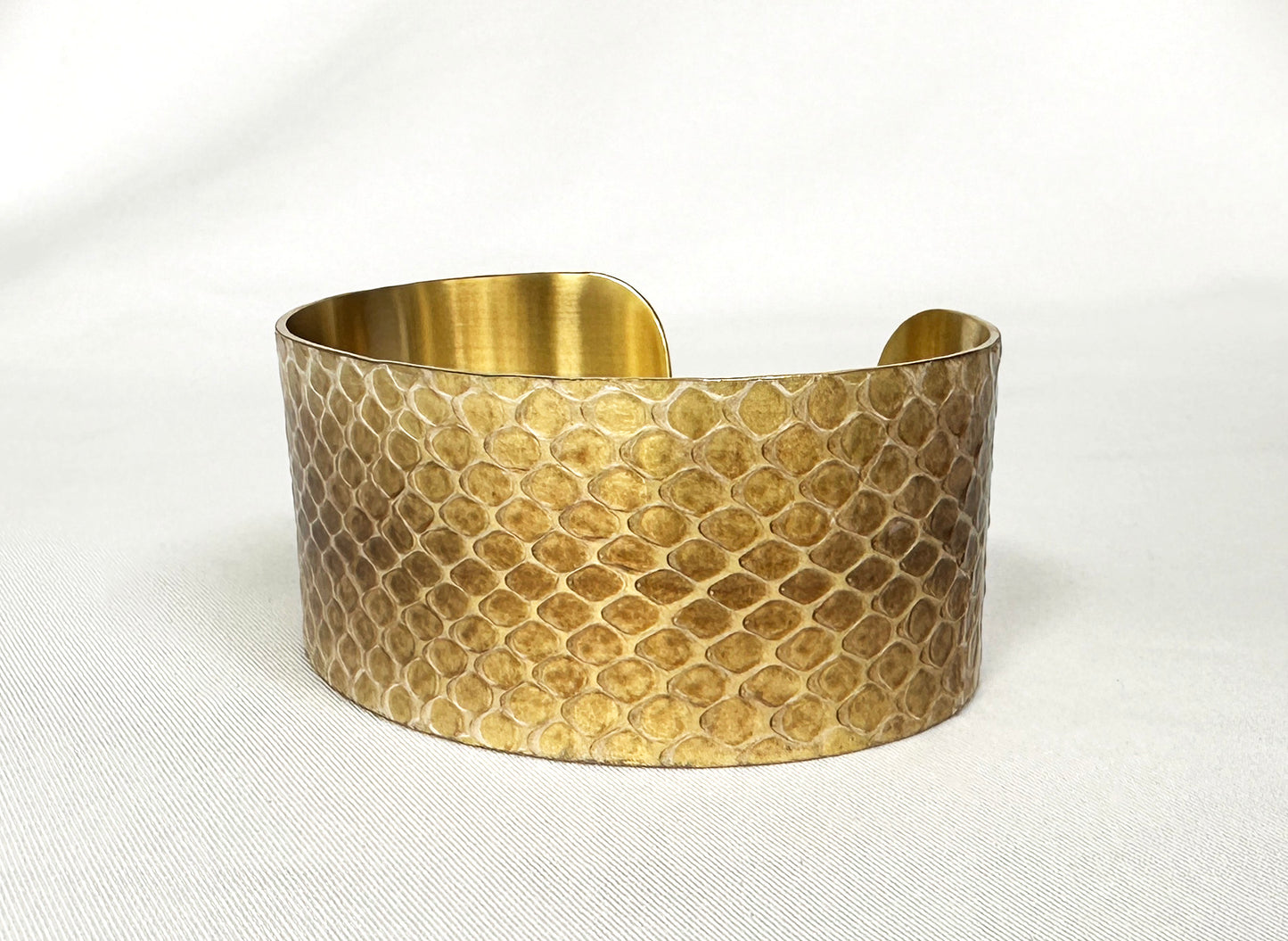 1.25" Brass Snake Shed Cuff Bracelet (Baron's Racer)