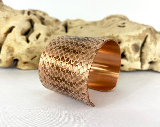 1.75" Copper Snake Shed Cuff Bracelet (Tarahumara Mountain Kingsnake)
