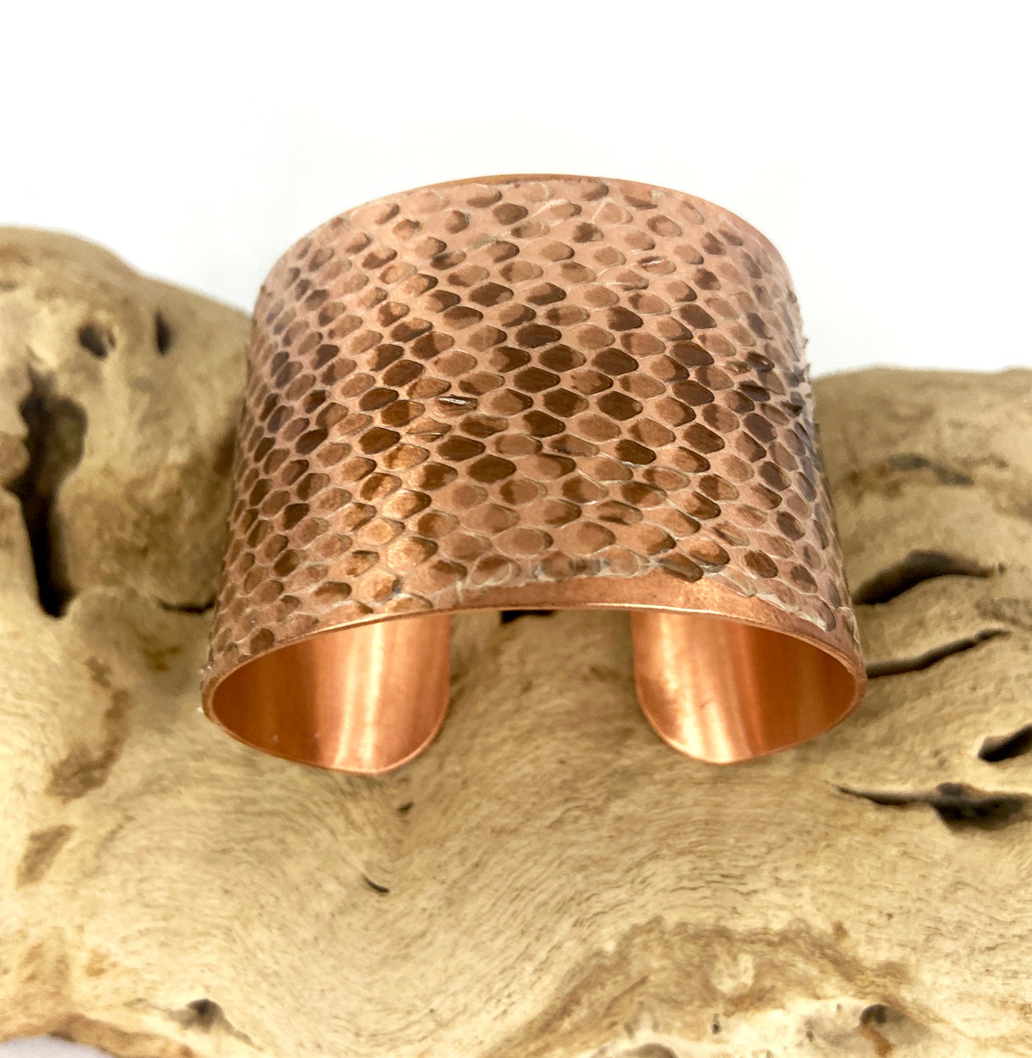 1.75" Copper Snake Shed Cuff Bracelet (Tarahumara Mountain Kingsnake)