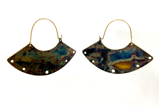 Torch Patina Brass Bell Earrings