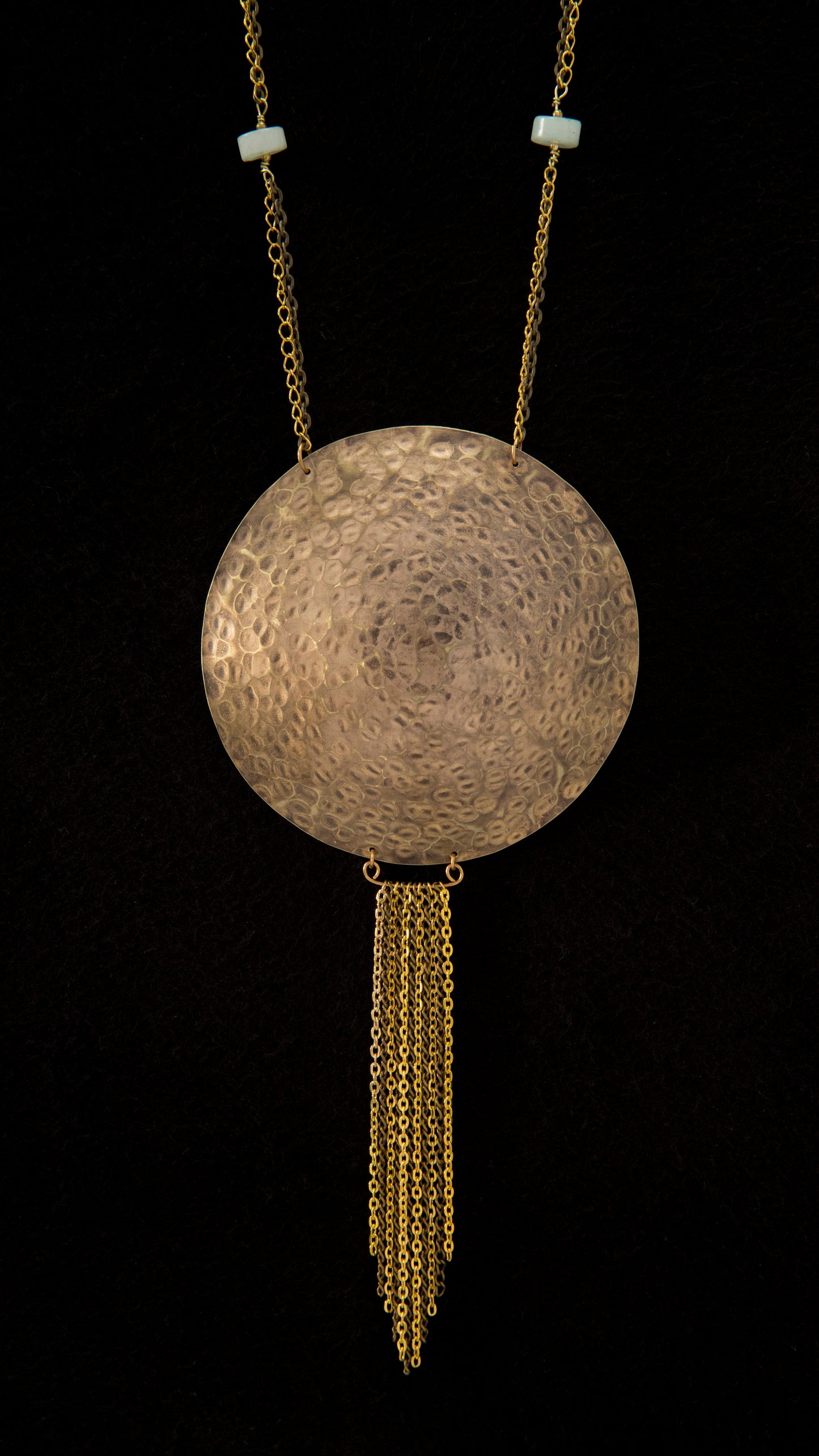 Large Hammered Brass Disc Necklace