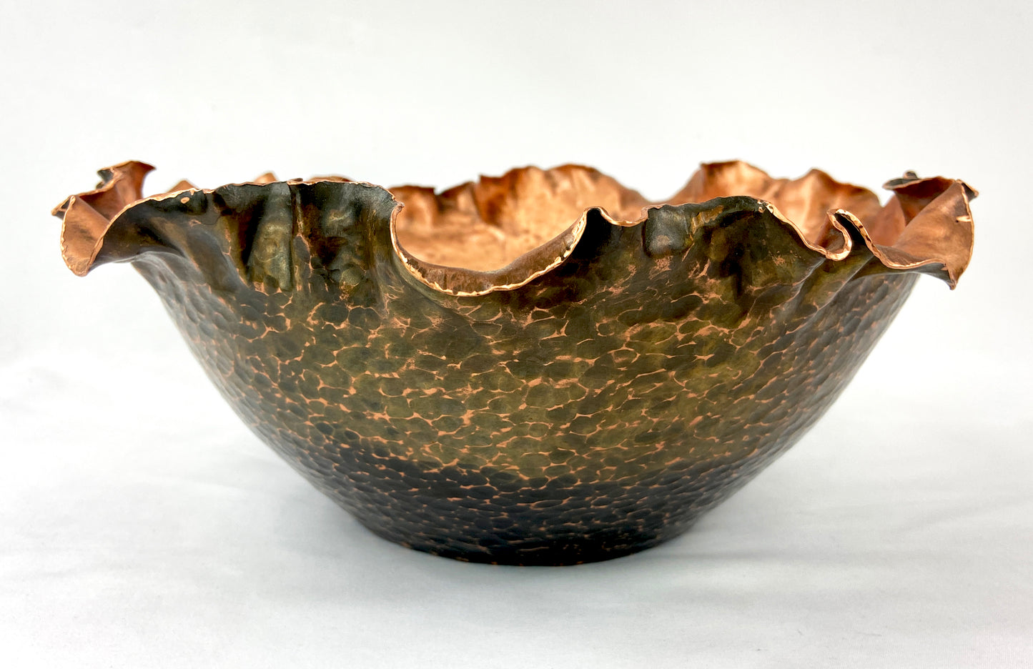 Medium Hammered Copper Floral Serving Bowl