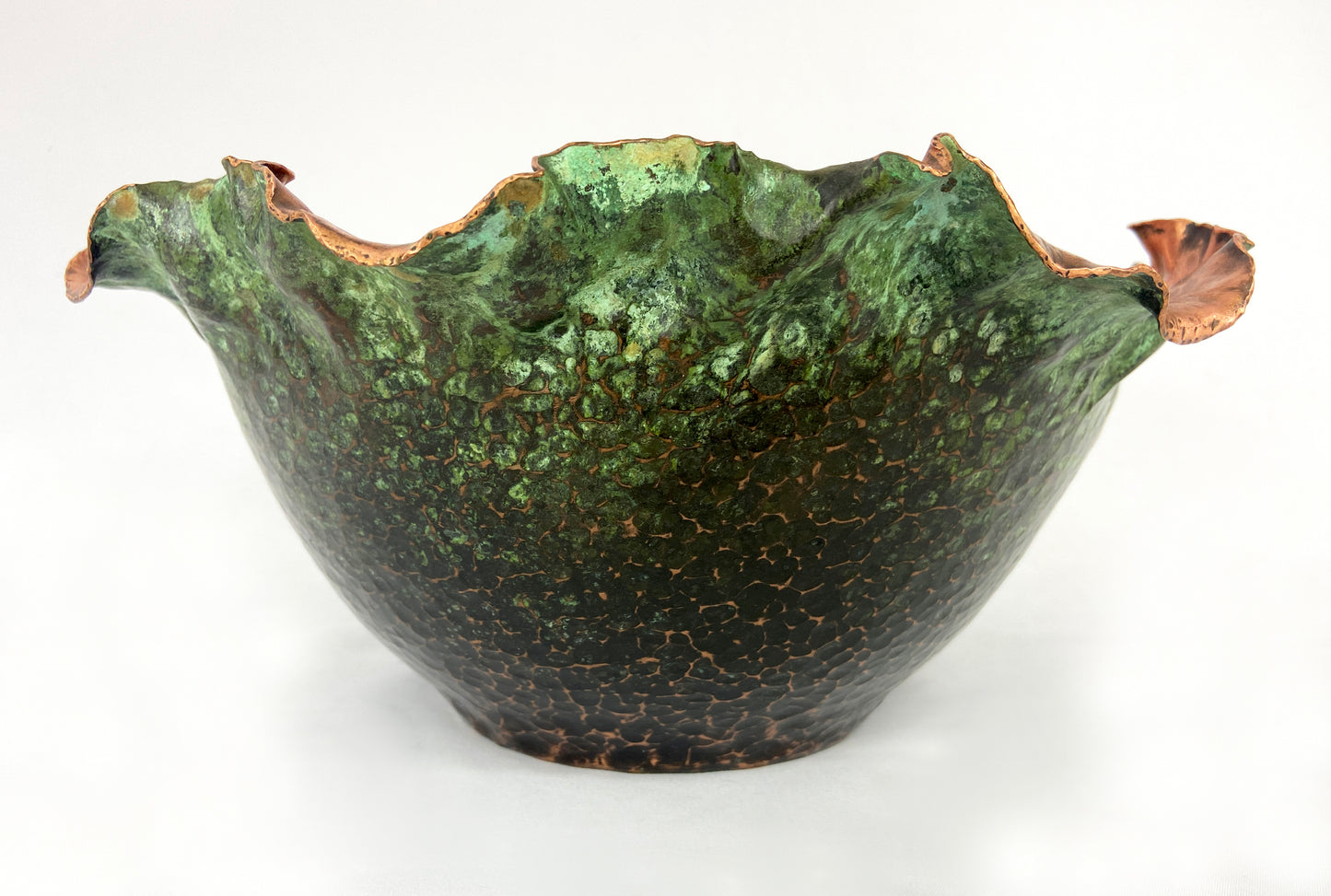 Large Green & Black Floral Serving Bowl