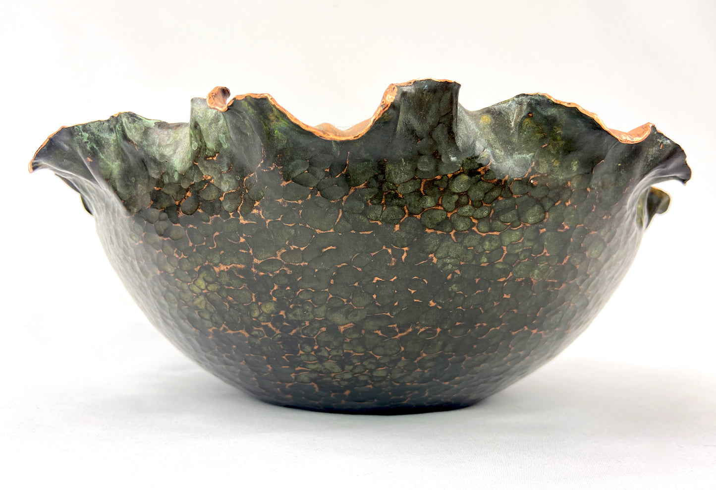 Medium Green & Black Floral Serving Bowl