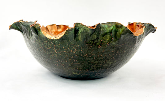 Medium Green & Black Floral Serving Bowl