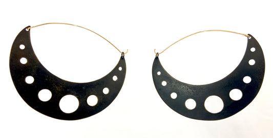 Antiqued Brass Moon Earrings