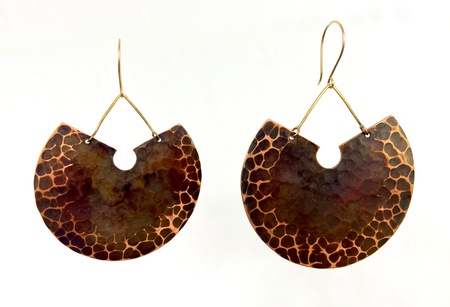 Large Patinated Disc Dangle earrings