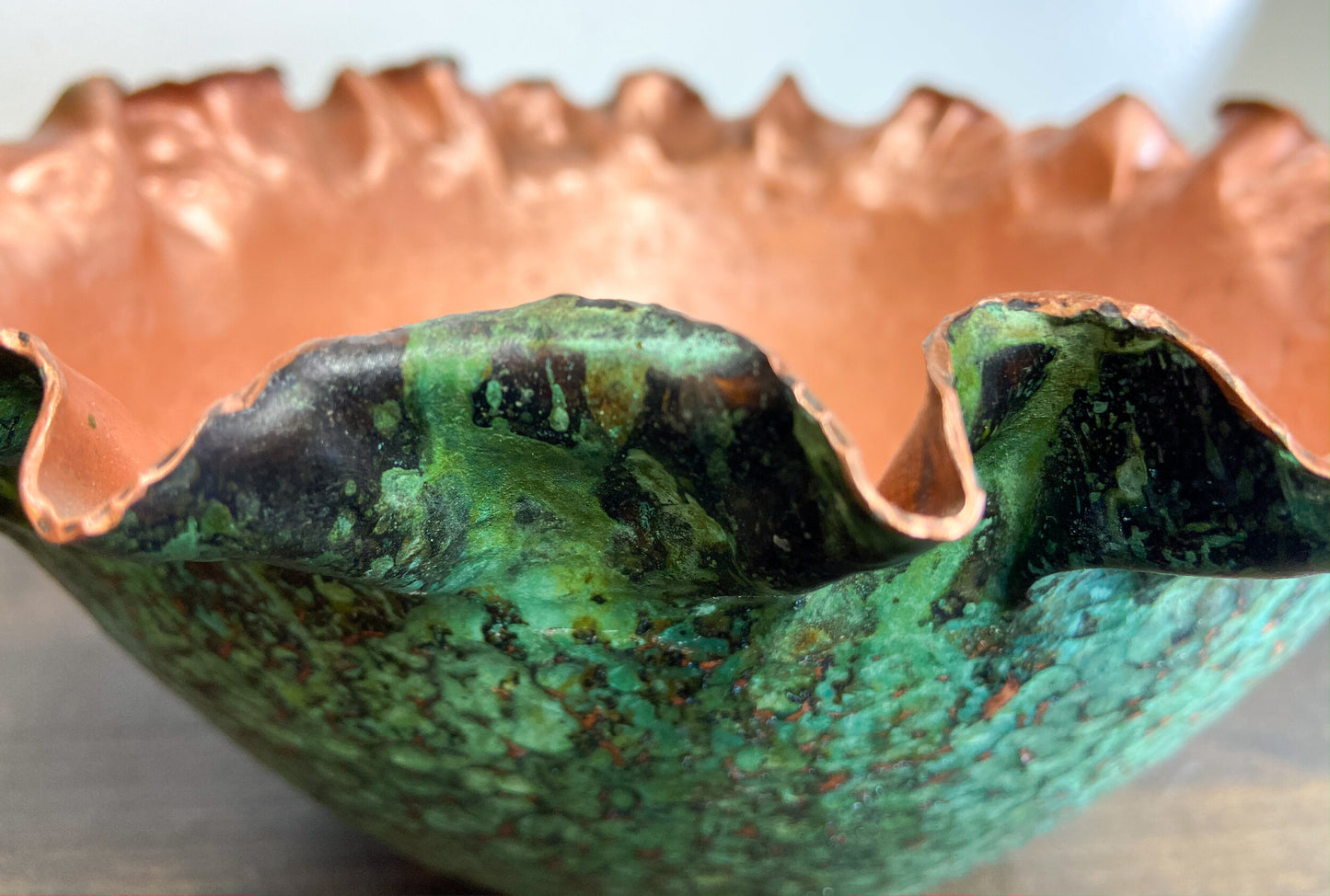 Large Green Floral Serving Bowl