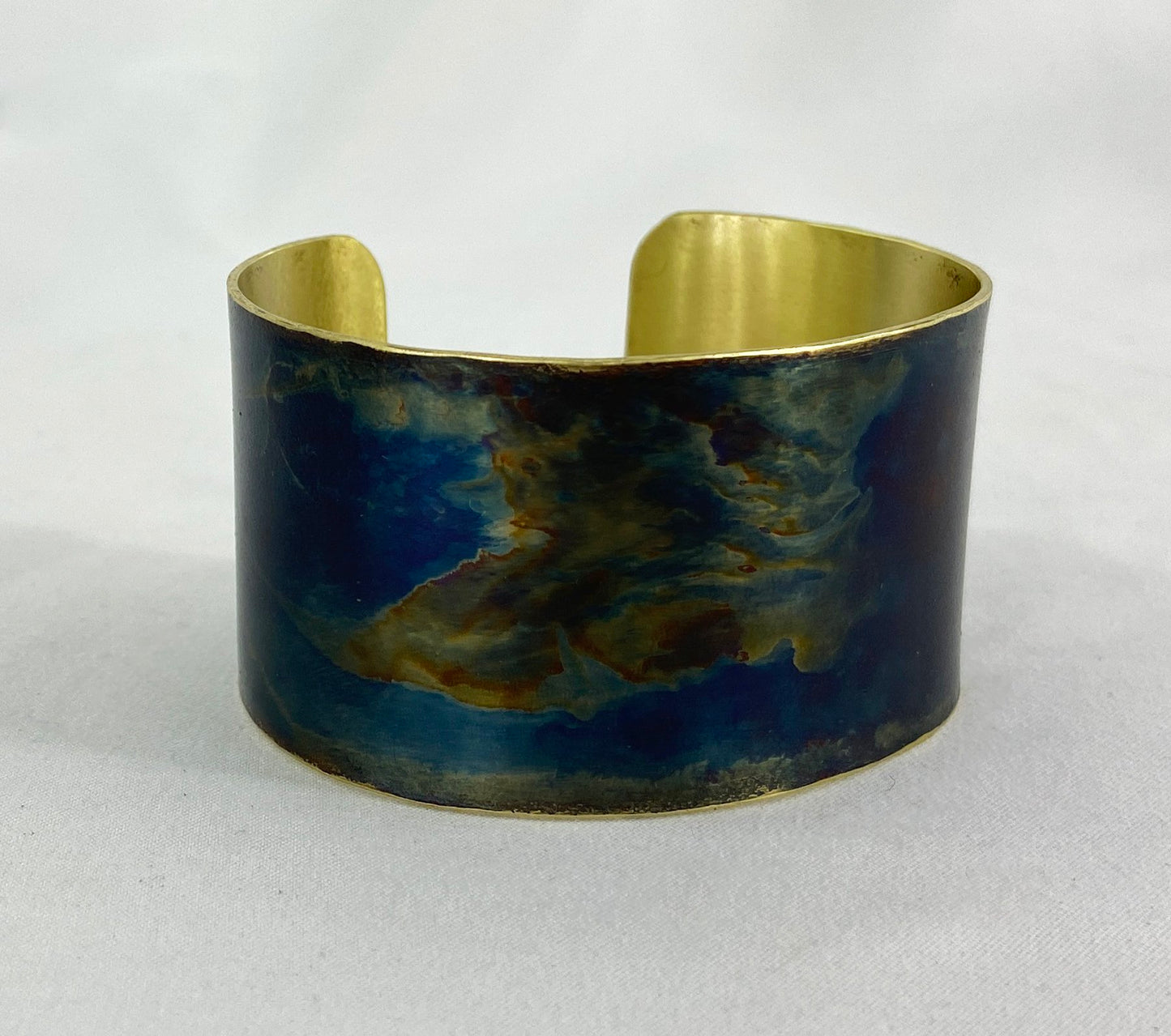 Brass Cuff with Torch Blue Patina