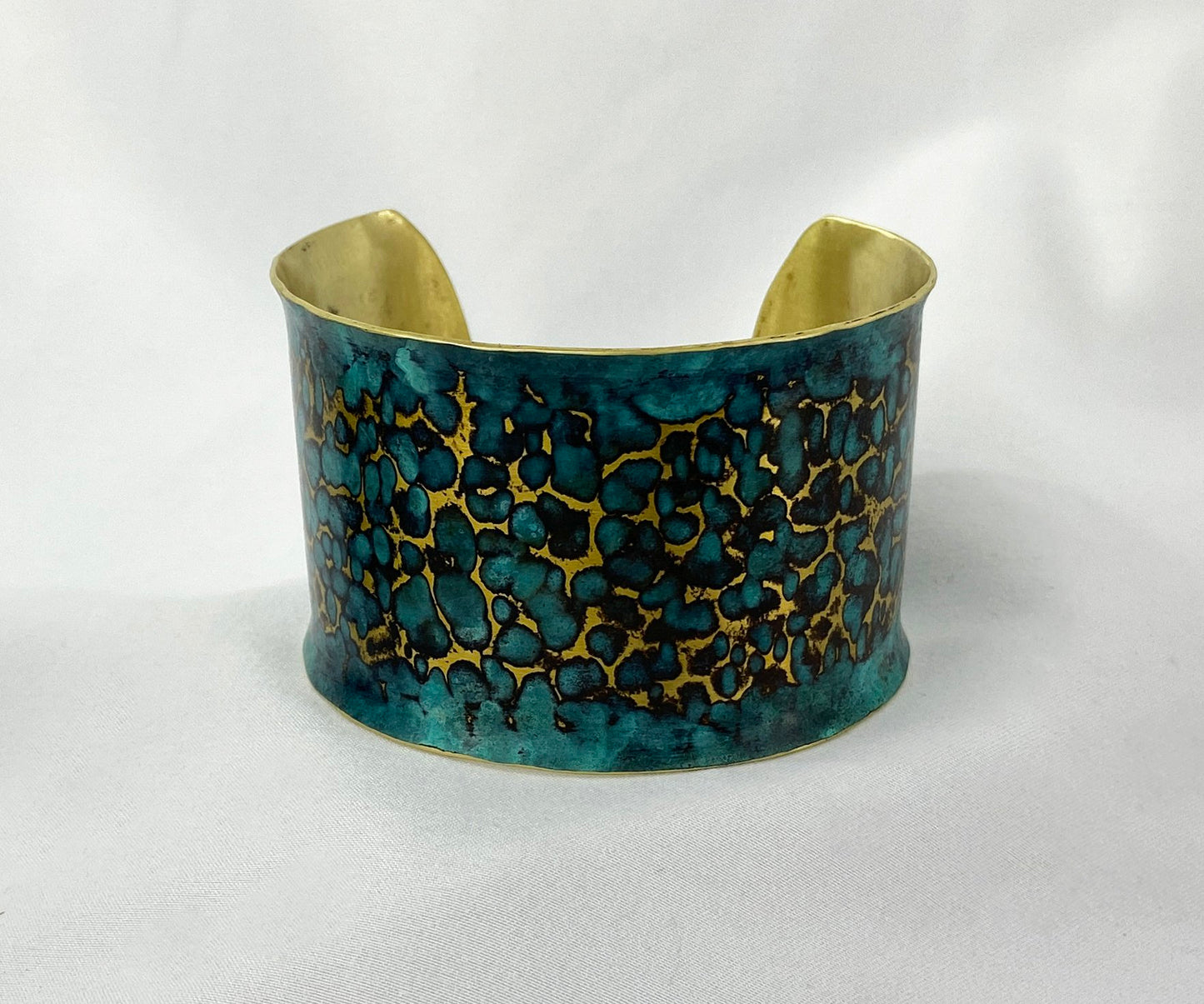 Hammered Blue Brass Cuff Bracelet