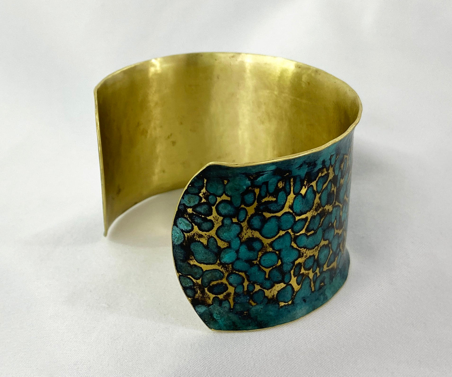 Hammered Blue Brass Cuff Bracelet