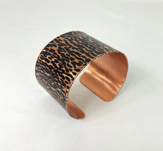 Hammered Copper Cuff with Antique Patina and Cross Peen pattern