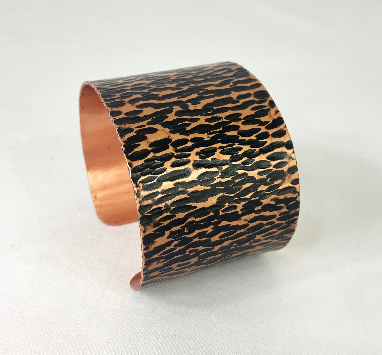 Hammered Copper Cuff with Antique Patina and Cross Peen pattern