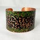 Large sized Hammered Copper Cuff Bracelet with Antique and Green
