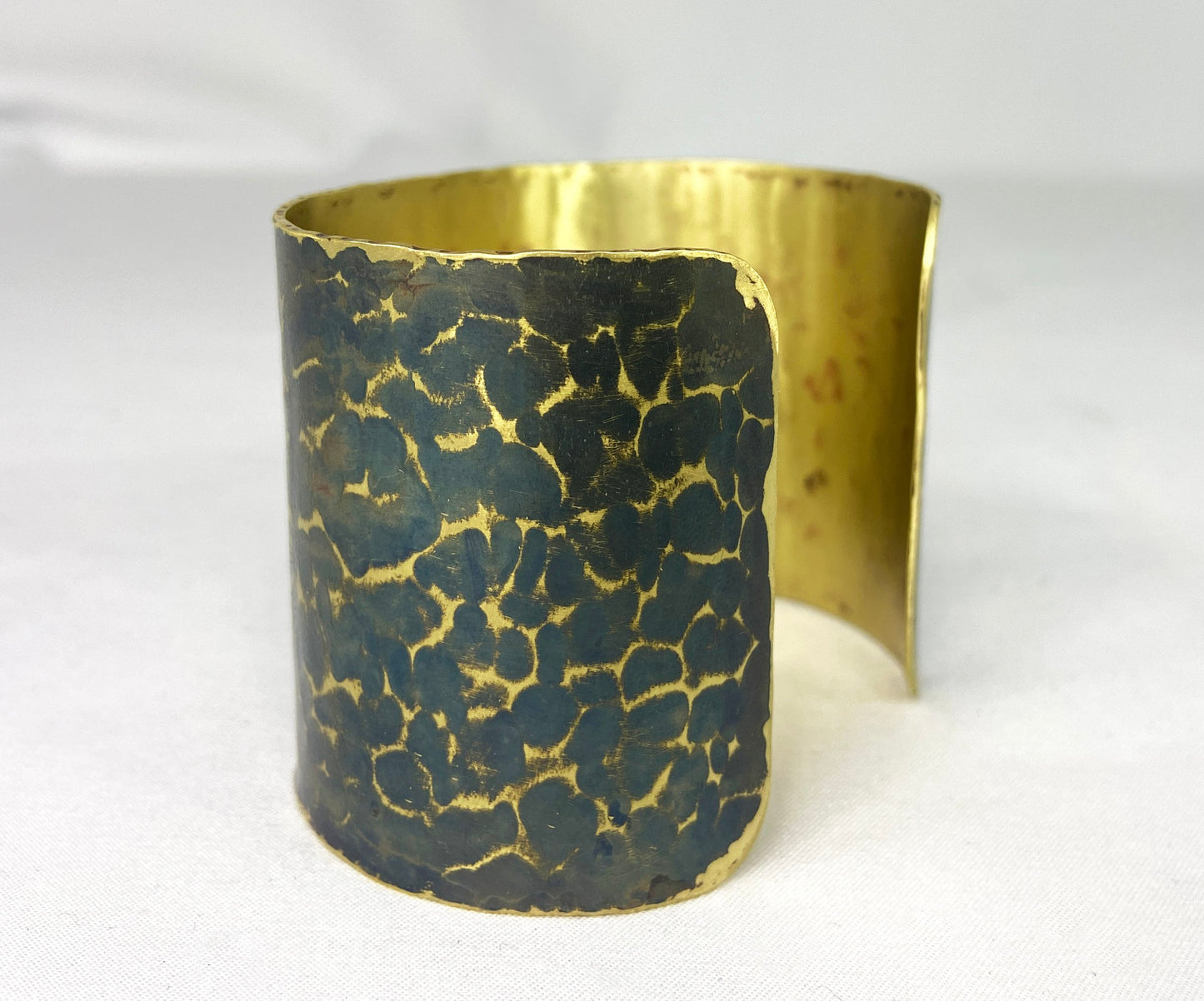 Hammered Brass Cuff with Torch Blue Patina