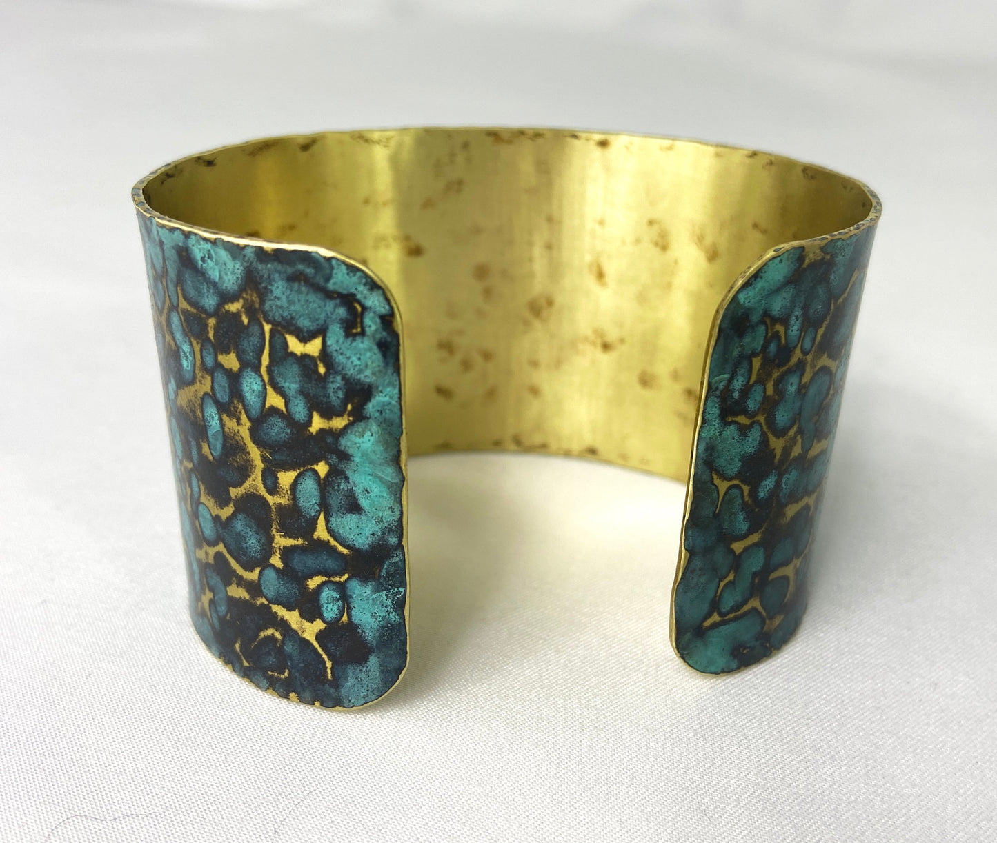 Hammered Brass Blue Cuff Bracelet