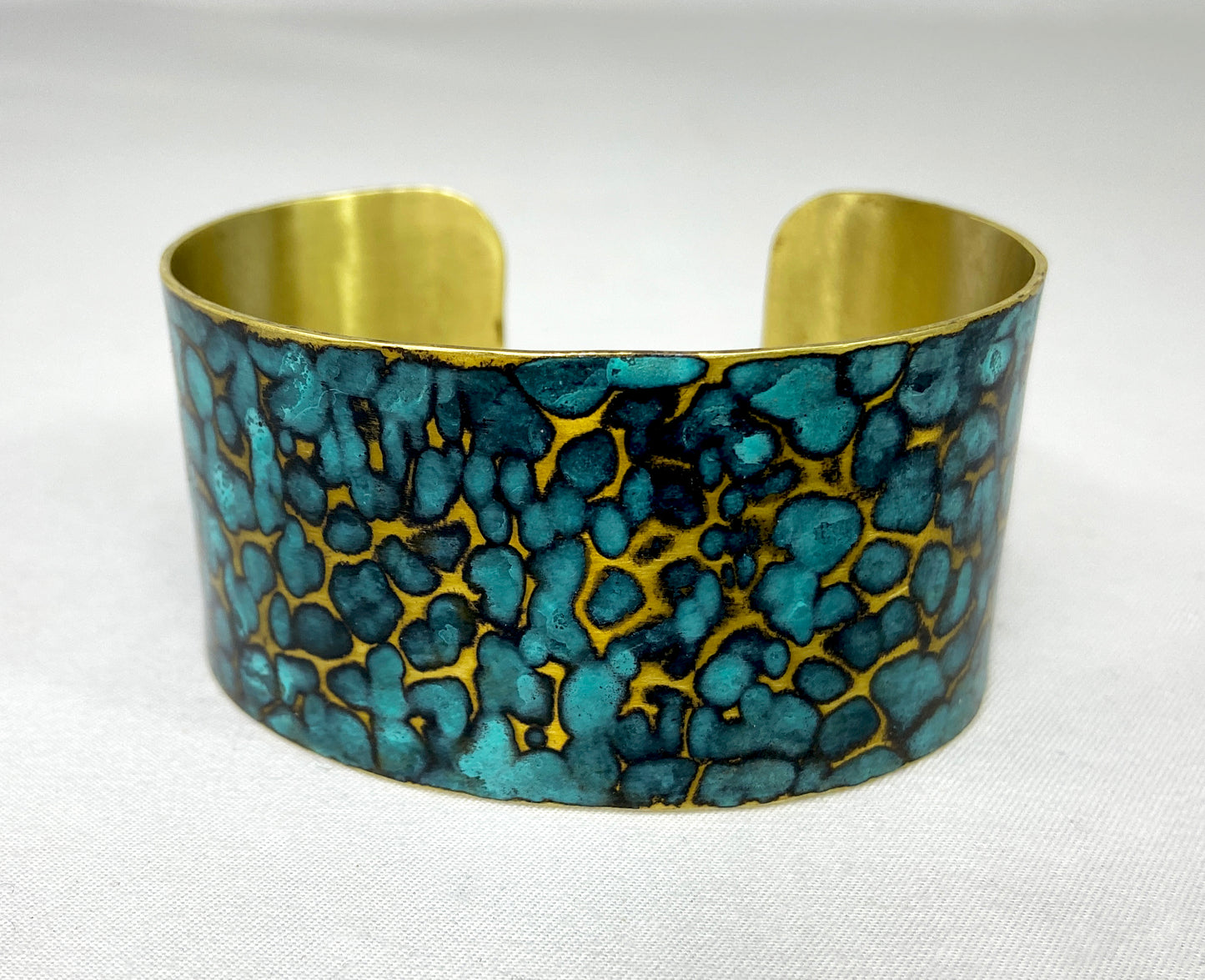 Hammered Brass Blue Cuff Bracelet