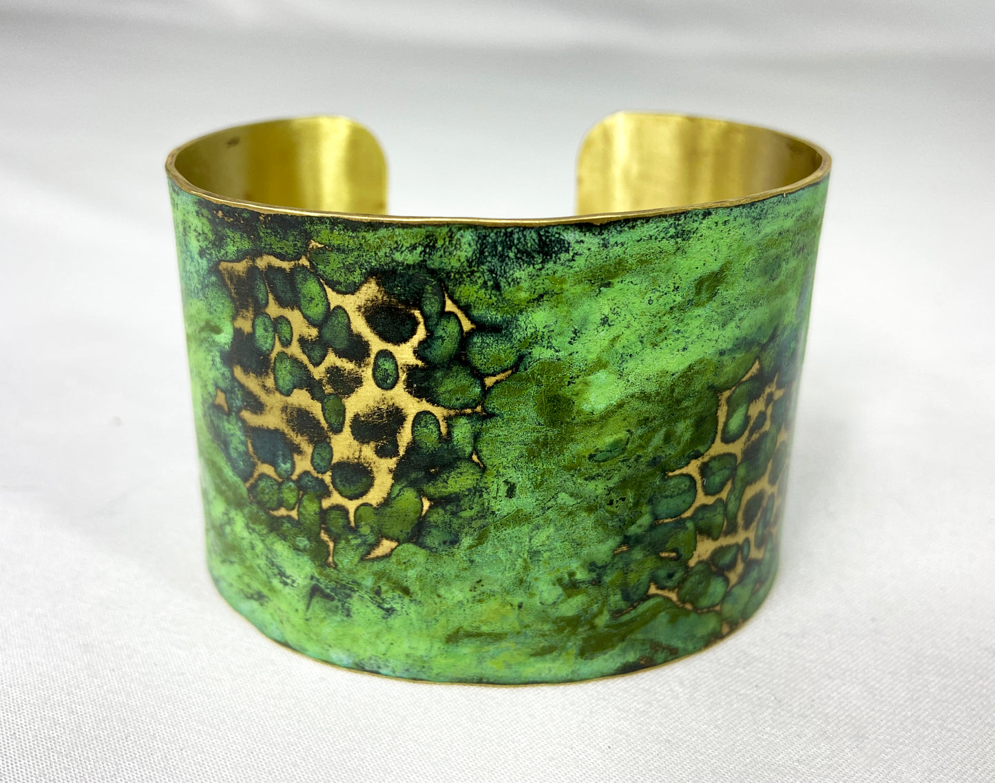 Custom Hammered Brass Green or Tiffany Cuff