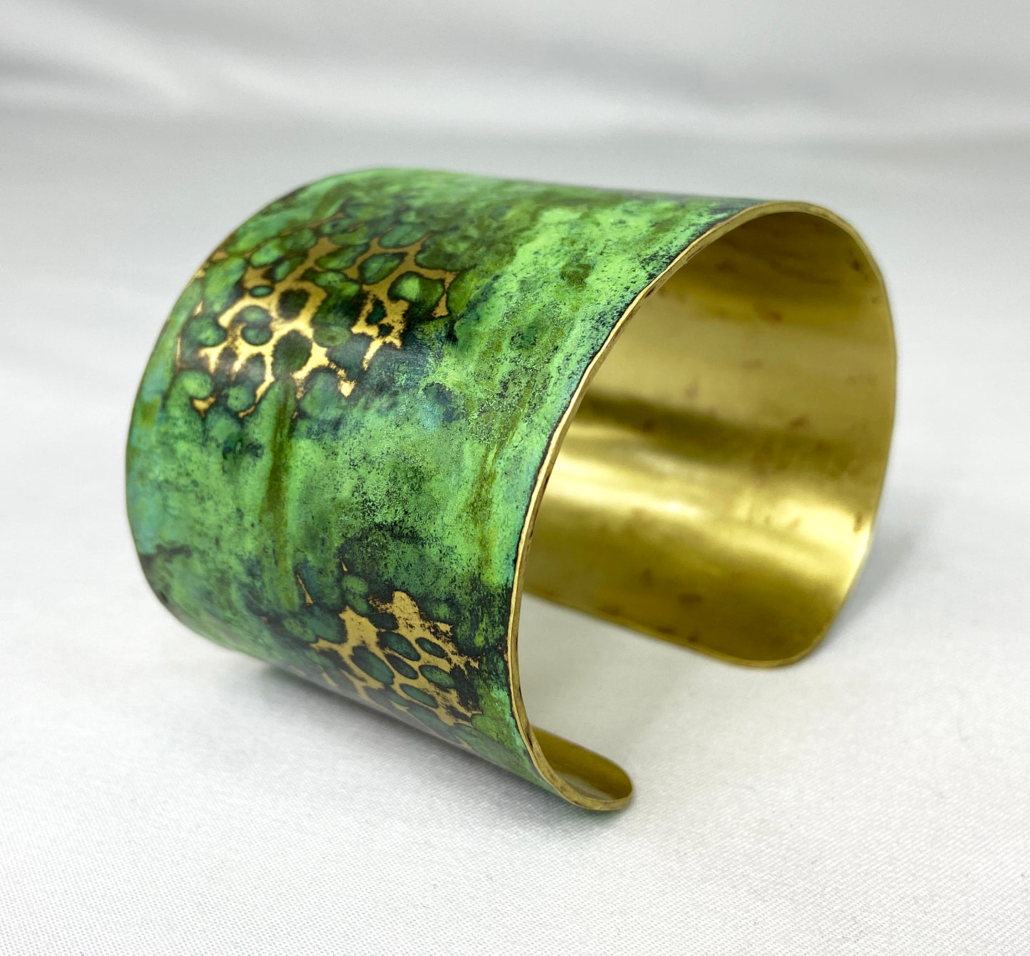 Custom Hammered Brass Green or Tiffany Cuff