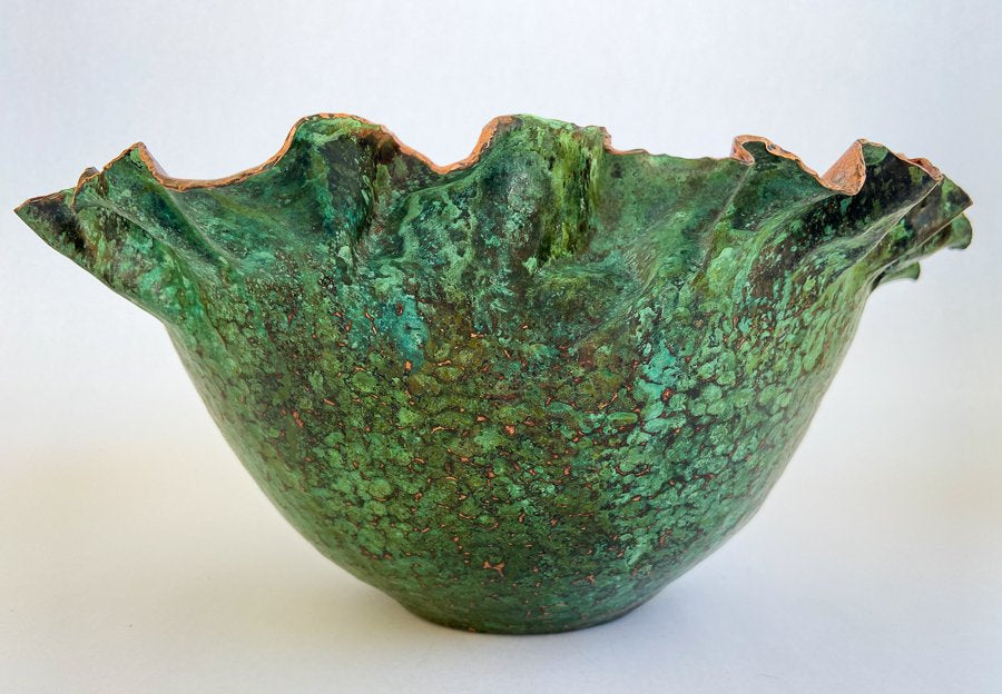 Large Green Floral Serving Bowl