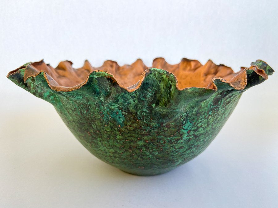 Large Green Floral Serving Bowl